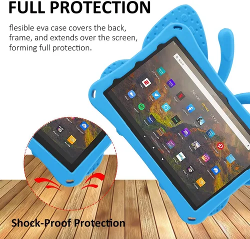 Miniatura 60 de FW Fire 7 - Funda para tablet para niños, Amazon Fire 7 2022, funda de mariposa con luz de atril, EVA, protección contra caídas, resistente, a