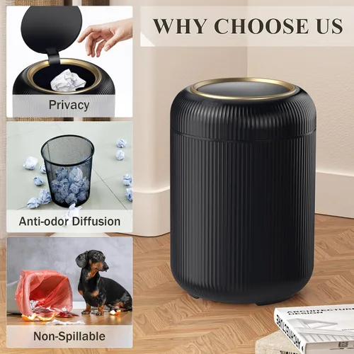 Miniatura 3 de Cubo de basura de baño con sensor de movimiento con tapa, cubo de basura automático de 3 galones/11 litros, cubo de basura negro inteligente, cubo
