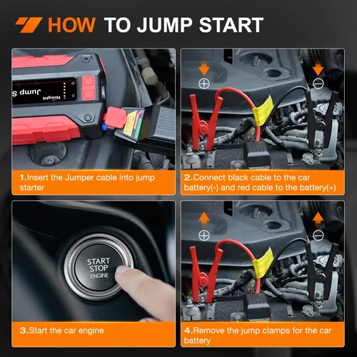 Miniatura 4 de Nilight Arrancador de Batería de Coche de 1000A para Motores de Gasolina de hasta 6.0L y Diésel de 4.0L de 12V Paquete Amplificador de Arranque