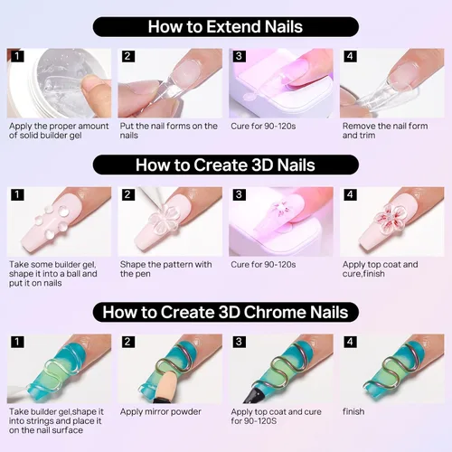 Miniatura 7 de MIZHSE Gel 3D transparente para arte de uñas, gel constructor sólido para uñas, 5 en 1, escultura no pegajosa, geles de extensión de uñas