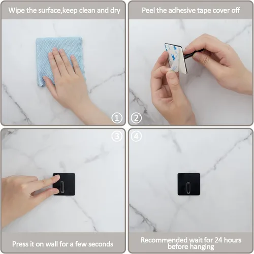 Miniatura 6 de Ganchos adhesivos resistentes, soporte largo de acero inoxidable para toallas de pared