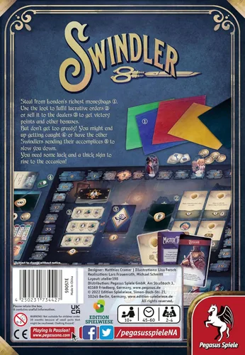 Miniatura 4 de Swindler – Juego de mesa de Pegasus Spiele – 2 – 4 jugadores – 45 – 60 minutos de juego – Juegos para la noche de juegos – Adolescentes y adultos a
