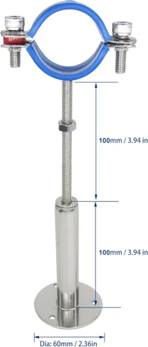 Miniatura 2 de Soporte de abrazadera de tubería ajustable de acero inoxidable - Soporte de montaje en pared/techo para tubería de 1-1/2 pulgadas, soportes