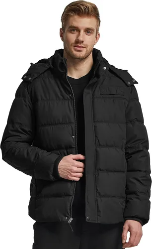 Miniatura 8 de Wantdo Abrigo de invierno con capucha para hombre, abrigo de algodón grueso con capucha extraíble