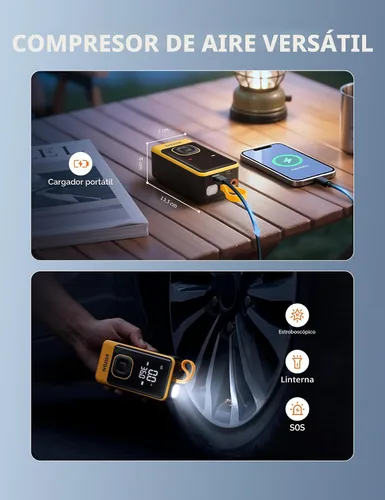Miniatura 5 de AstroAI L7 - Inflador de neumáticos portátil, compresor de aire portátil, bomba eléctrica inalámbrica de 150 PSI con indicador digital, inflado