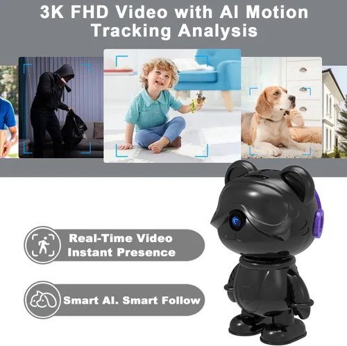 Miniatura 3 de Cámara de seguridad interior 3K 5MP para el hogar - Lindo monitor de bebé y cámara para mascotas, WiFi 2.4/5G, detección de humanos y mascotas