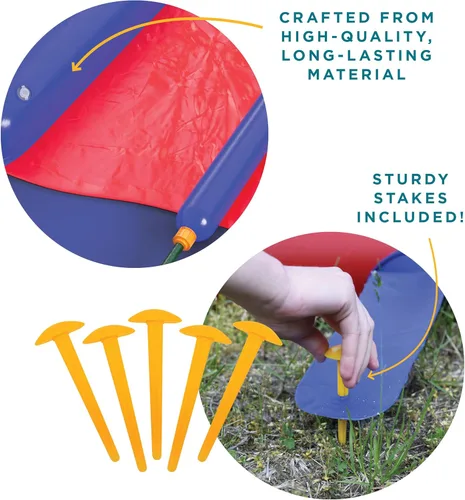 Miniatura 7 de Stargo Tobogán acuático inflable de 2 carriles, divertido deslizamiento hacia abajo y deslizante, extra largo y extra ancho, tobogán acuático de 25