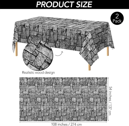 Miniatura 2 de durony 2 manteles de plástico para pared de piedra, impermeables, medievales, ladrillos de piedra para decoración de mesas temáticas de castillo
