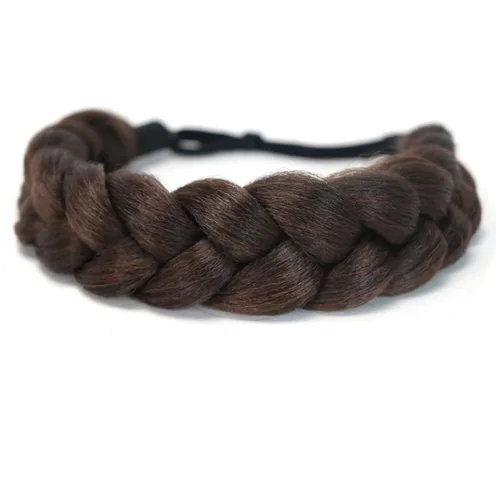 Miniatura 7 de Diadema trenzada bohemia de gran tamaño, trenzas anchas clásicas, correa elástica ajustable, peluca sintética, trenzas para mujer, accesorios