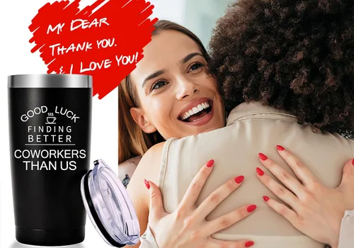 Miniatura 6 de AMZUShome Taza de viaje con texto en inglés "Good Luck Finding Better Coworkers Than Us", "Going Away", despedida, despedida, nuevo trabajo, regalos