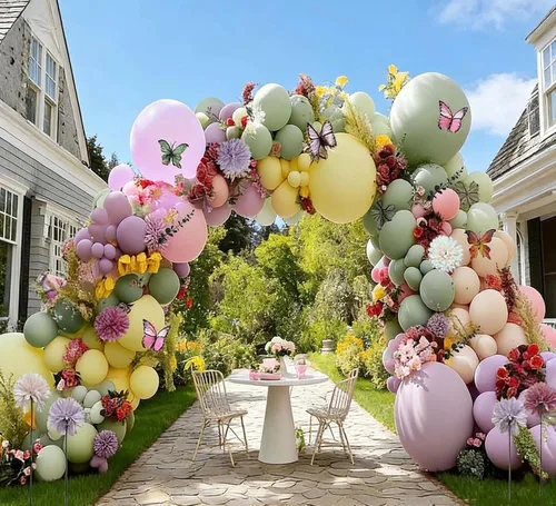 Miniatura 14 de Guirnalda de globos azul empolvado y blancos, kit de arco de globos Bobo de perlas azul claro con doble relleno para cumpleaños, baby shower, boda