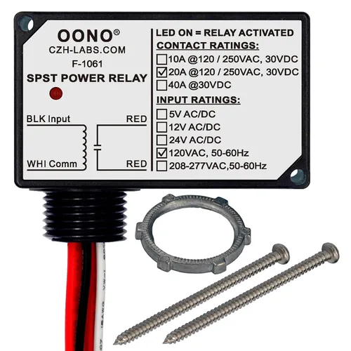 Miniatura 9 de Módulo de relé de potencia AC/DC 12V SPST 20Amp 250Vac/30Vdc, carcasa de plástico y precableado