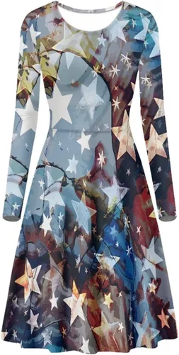 Miniatura 4 de Viewamoon Vestidos midi para mujer, vestido de manga larga para otoño, talla S-4XL
