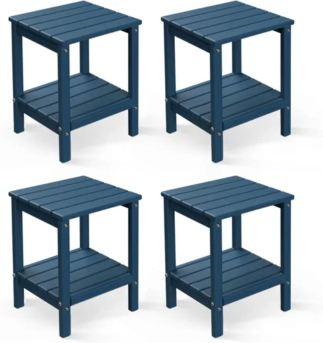 Miniatura 21 de GREENVINES Adirondack - Mesa lateral para exteriores 14 x 13 pulgadas Plástico HDPE Todo clima Aqua Mesas auxiliares exteriores Estante
