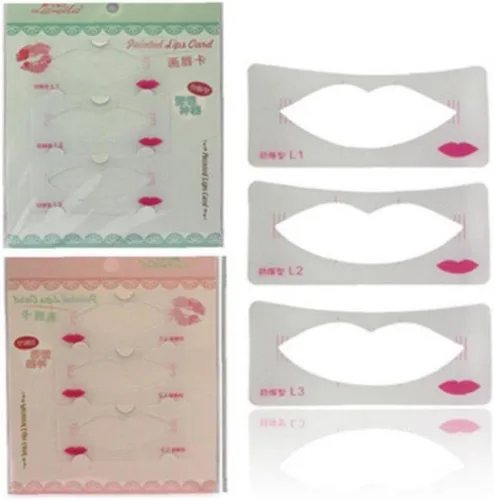 Miniatura 2 de 3 unids Lip Liner Stencils Lip Line Template Lip Styles Card Lip Cosmetic Make Up Model Tools