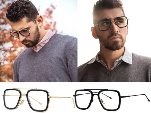 Miniatura 3 de Gafas de bloqueo de luz azul estilo Tony Stark para hombres y mujeres, gafas de juegos de computadora de Iron Man y Spider-Man Negro/Negro