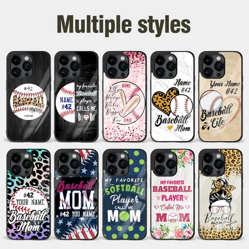 Miniatura 3 de Fundas de teléfono personalizadas con texto en inglés "Baseball Mom" para Samsung Galaxy A02 A03 A10 A13 A42 A51 A52 A53 A71 A73 4G 5G iPhone Moto