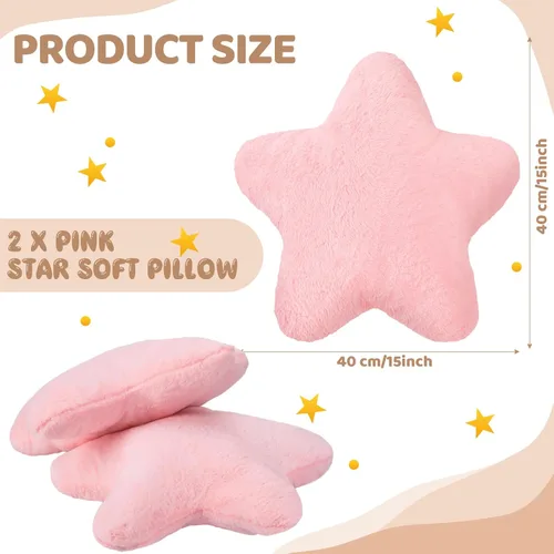Miniatura 2 de Sumind 2 almohadas de estrella rosa de 15.7 pulgadas, almohada de felpa con estrellas bonitas, almohadas estéticas 3D, cojín decorativo de regalo