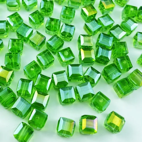 Miniatura 15 de 100 piezas 6 mm cuadrados Cuentas de cristal de colores AB mixtos para hacer joyas Mezcla de colores AB