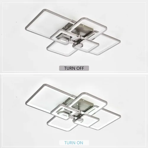 Miniatura 6 de Lámpara de techo regulable, moderna lámpara de techo LED negra, lámpara de sala de estar de 78 W con 6 diseños geométricos rectangulares