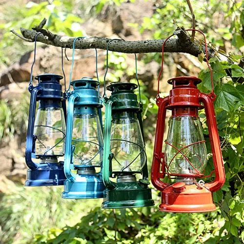 Miniatura 2 de Ochine Linterna vintage de queroseno de metal - Lámpara colgante retro para exteriores, camping y uso de emergencia