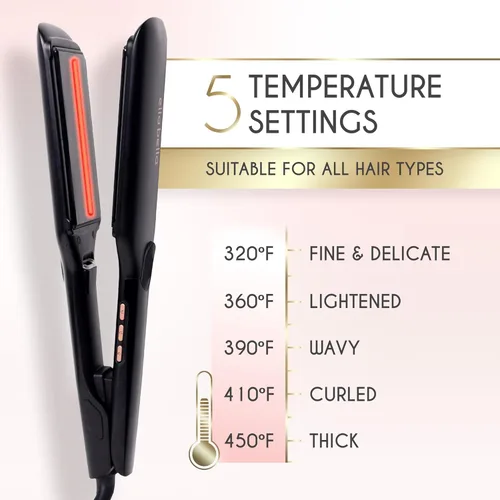 Miniatura 5 de ELLA BELLA® Plancha plana de titanio para alisar el cabello (con infrarrojos) • Alisador de pelo profesional • Pantalla digital para controlar