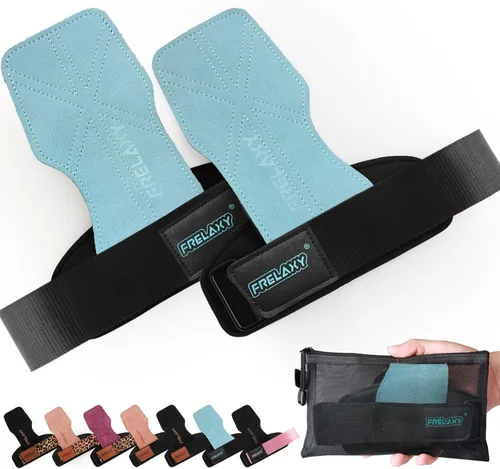 Miniatura 8 de Frelaxy Correas de muñeca de levantamiento de pesas para mujeres y hombres, agarres de levantamiento de pesas con bucle de muñeca, cuero de doble