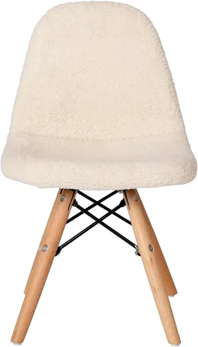 Miniatura 8 de Flash Furniture Zula - Silla moderna acolchada de piel de oveja sintética para niños, tapizado acolchado de piel de oveja sintética color blanco