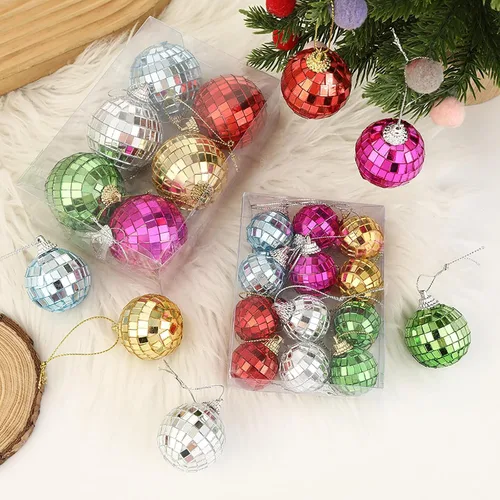 Miniatura 5 de Juego de bolas de discoteca con espejo, decoración de fiesta de discoteca plateada, bolas de Navidad reflectantes brillantes fáciles de colgar