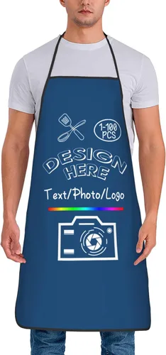 Miniatura 8 de Delantal personalizado para mujeres y hombres, haz tu propio nombre, foto personalizado, delantal de cocina de chef, 1-100 piezas delantales