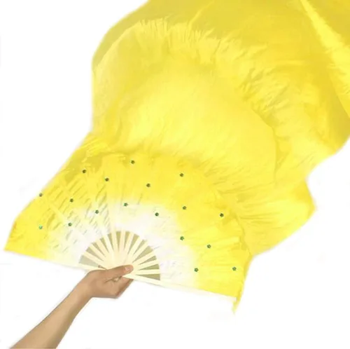 Miniatura 14 de FZBNSRKO 1.8M 70.86 "Danza del Vientre de Seda de Bambú Abanicos Largos Ventiladores Velos Fiesta Rendimiento de la Mañana Abanicos Largos