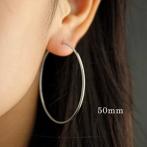 Miniatura 3 de YL Aretes de aro de plata de ley 925 pulida con círculos sin fin, aros de diámetro 9,13,15,20,30,35,50 in