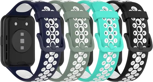 Miniatura 10 de Lijinlan Paquete de 4 correas compatibles con Huawei Watch Fit 2 activas/clásicas/elegantes, correa deportiva de repuesto de silicona suave Paquete 2