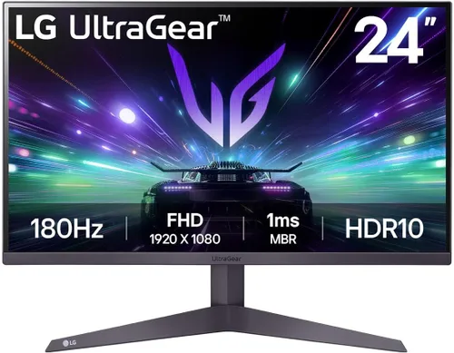 LG 24GS50F-B Monitor de juegos Ultragear FHD de 24 pulgadas (1920 x 1080) con 180Hz, 1ms MBR, HDR10, AMD FreeSync, HDMI, DisplayPort, diseño