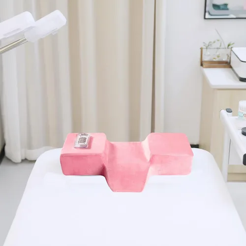 Miniatura 4 de Almohada de extensión de pestañas de salón de belleza, almohada de espuma viscoelástica con funda de almohada de terciopelo, curva ergonómica que