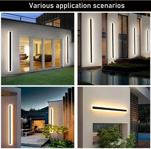 Miniatura 3 de Paquete de 2 lámparas LED modernas de pared de 23.6 pulgadas de largo, 18 W, impermeable, IP65, blanco cálido, 110 V, lámpara de pared rectangular