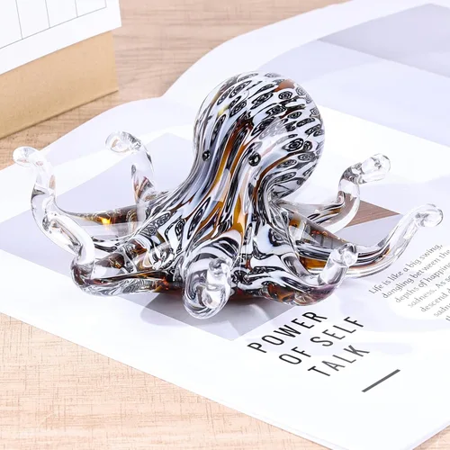 Miniatura 4 de LCCCK Estatua de pulpo de cristal para decoración del hogar, decoración de vidrio soplado a mano, escultura de pulpo, escritorio de oficina de arte