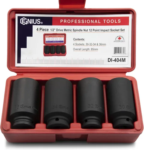 Miniatura 3 de GENIUS TOOLS Juego de llaves de impacto de tuerca métrica Dr. de 1/2" (12 puntos) (CR-Mo) - DI-404M