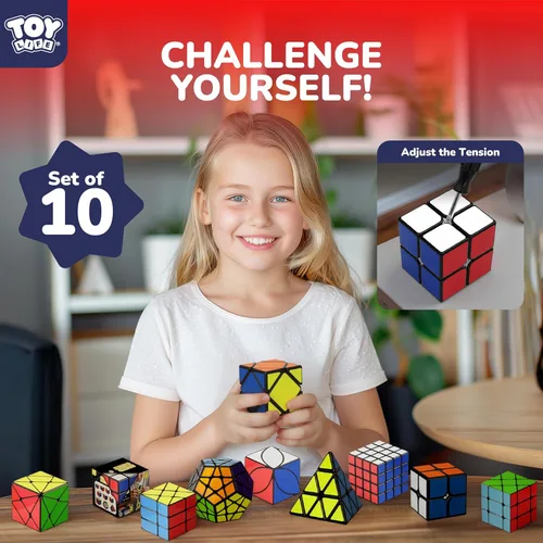 Miniatura 2 de STEAM Life Juego de cubos de velocidad, paquete de 10 unidades, variedad de formas, tamaños y niveles de dificultad – Incluye 2x2, 3x3, pirámide