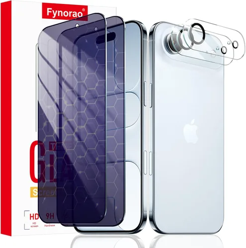 Miniatura 20 de Paquete de 2+2 protectores de pantalla de vidrio mate de privacidad y protector de lente de cámara para iPhone 15, película de vidrio templado mate