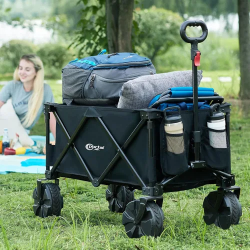 Miniatura 7 de PORTAL Carritos de Playa Utilitarios Plegables de Servicio Pesado con Ruedas Todo Terreno para Exteriores, Campamento, Jardín, Compras, Comestibles