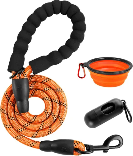 Miniatura 11 de BARKBAY Correas de perro para perros grandes, correa resistente de 4/5/6 pies con cómodo mango acolchado e hilos altamente reflectantes para perros
