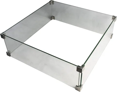 Elementi Manhattan - Pantalla de vidrio para exteriores, protección contra el viento, cuadrada, transparente, protector de vidrio para chimenea,