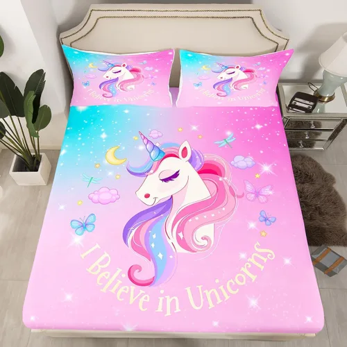 Miniatura 17 de Erosebridal Juego de cama de caballo para niñas, niños y parejas, sábana bajera ajustable de caballos blancos y negros, tamaño individual, diseño