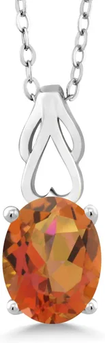 Miniatura 42 de Gem Stone King Collar de plata de ley 925 con piedra natal ovalada de 0.354 x 0.276 in Collar con colgante solitario para mujer Con cadena