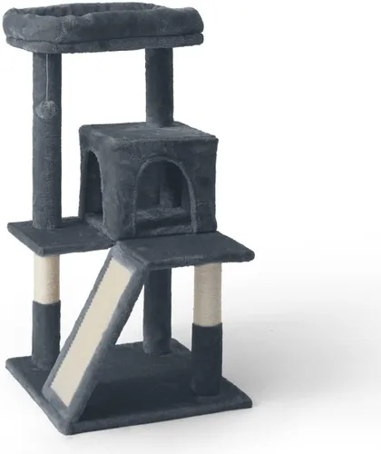 Miniatura 9 de CAPHAUS Torre de escalada alta moderna para juego en interiores para gatos grandes y gatitos, de 70 pulgadas con percha superior, casa cueva