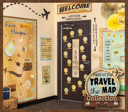 Miniatura 5 de Teacher Created Resources Travel the Map - Borde enrollado recto – 50 pies – Decora tablones de anuncios, paredes, escritorios, ventanas, puertas