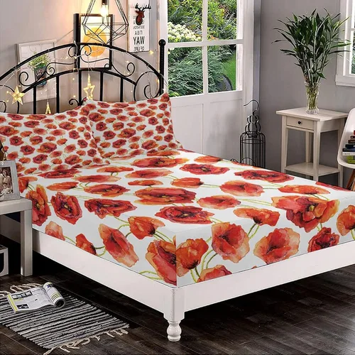 Miniatura 20 de Juego de sábanas bajeras decorativas de tamaño King, sábana bajera de Narval con bolsillos profundos y 2 fundas de almohada, juego de ropa de cama