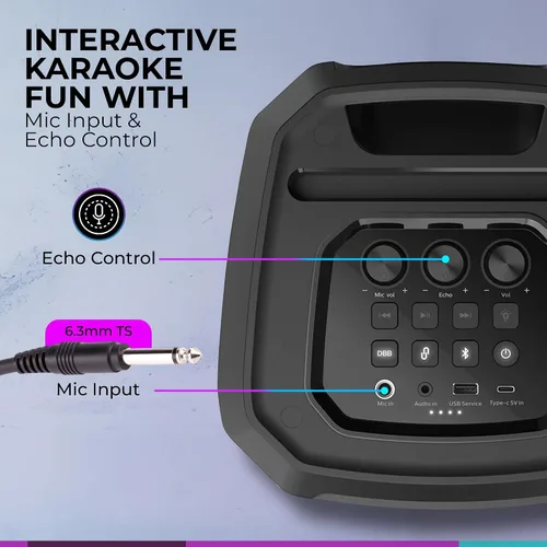 Miniatura 7 de Philips Altavoz Bluetooth para fiestas, refuerzo dinámico de bajos, Bluetooth y entrada auxiliar, entrada de micrófono, emparejamiento inalámbrico