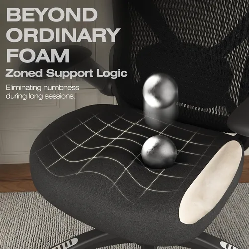 Miniatura 8 de ELABEST X100 Silla de oficina ergonómica de malla, silla grande y alta para el hogar con brazos plegables 5D, soporte lumbar ajustable 3D, sillas